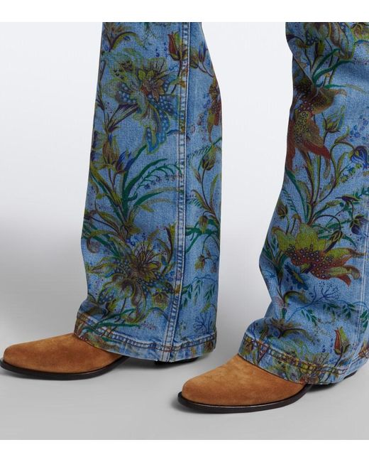 Etro Blue Floral Flared Jeans