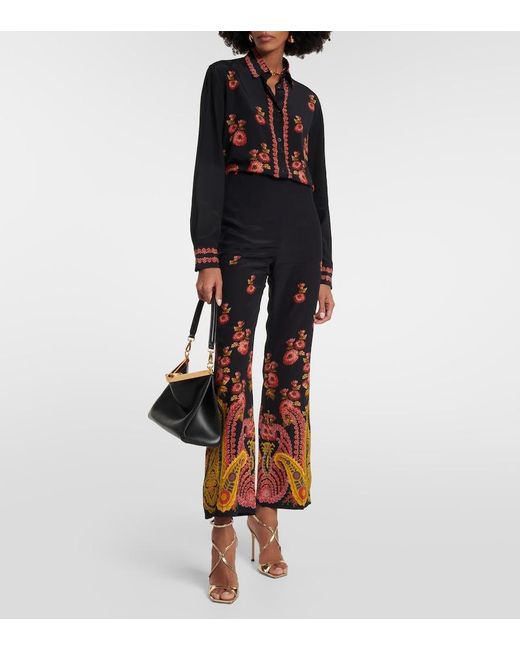 Etro Black Paisley Silk Blouse