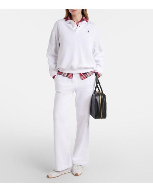 Polo Ralph Lauren White Cotton-Blend Fleece Sweatpants