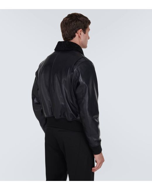 Givenchy Black Shearling-trimmed Leather Jacket for men