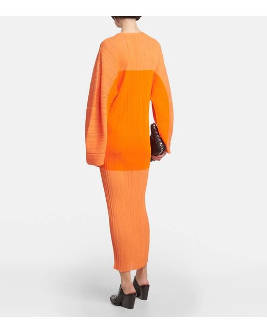 Stella McCartney Orange Plisse Midi Dress