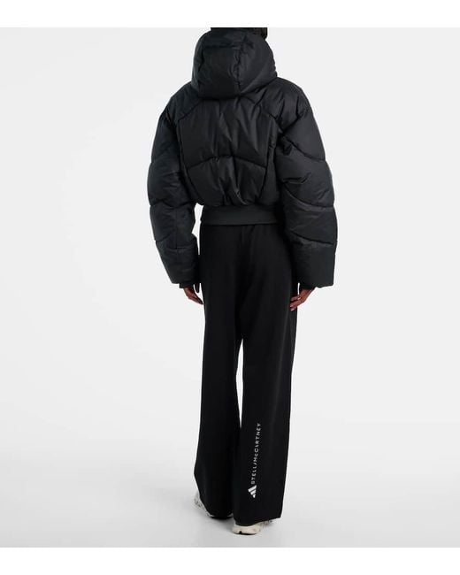 Adidas By Stella McCartney Black Wattierte Cropped-Jacke