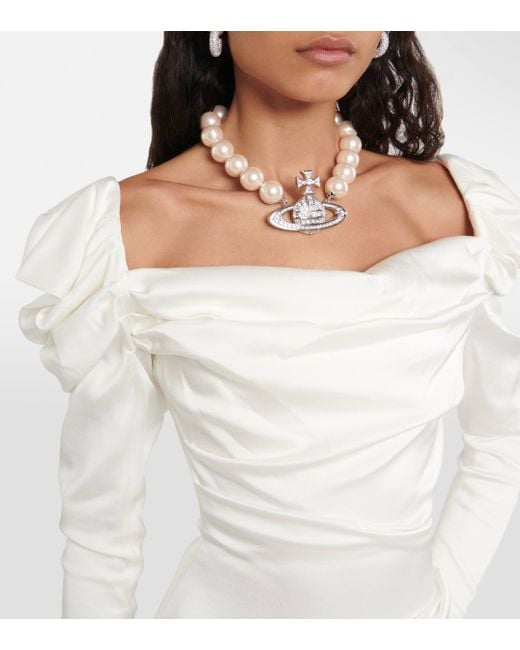 Vivienne Westwood White Bridal Astral Crepe Satin Gown
