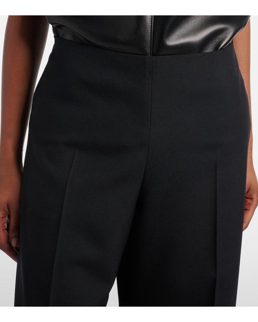 Khaite Black Walter Cropped Virgin Wool Flared Pants
