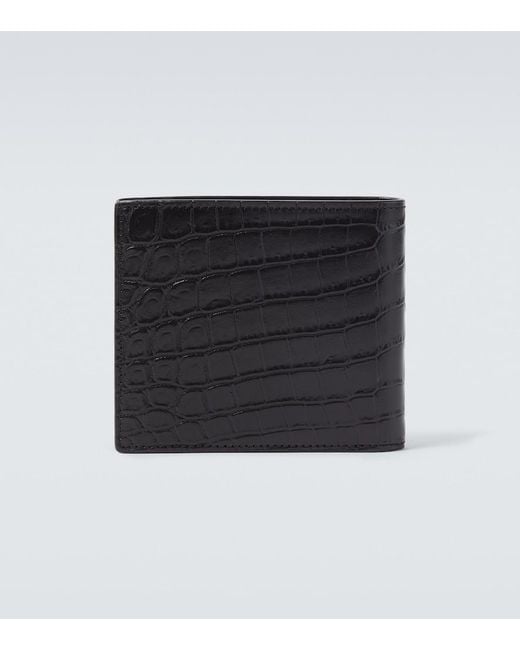 Saint Laurent Black Croc-Effect Leather Wallet for men