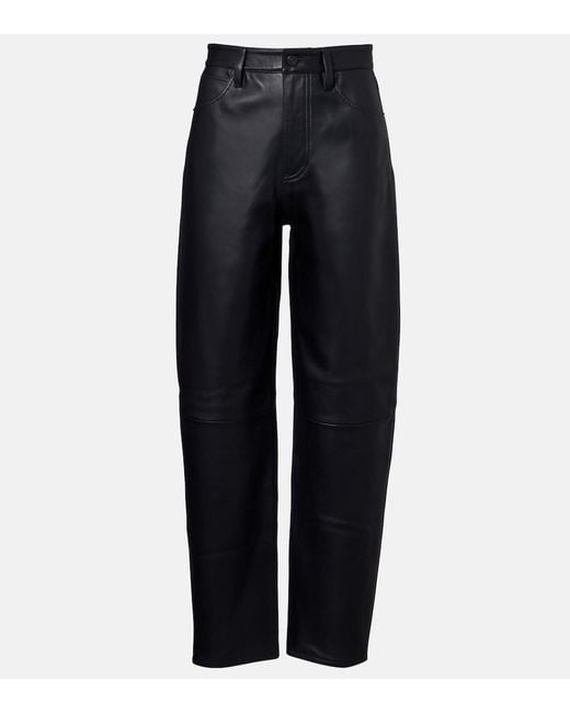 FRAME Blue Neat Leather Straight Pants