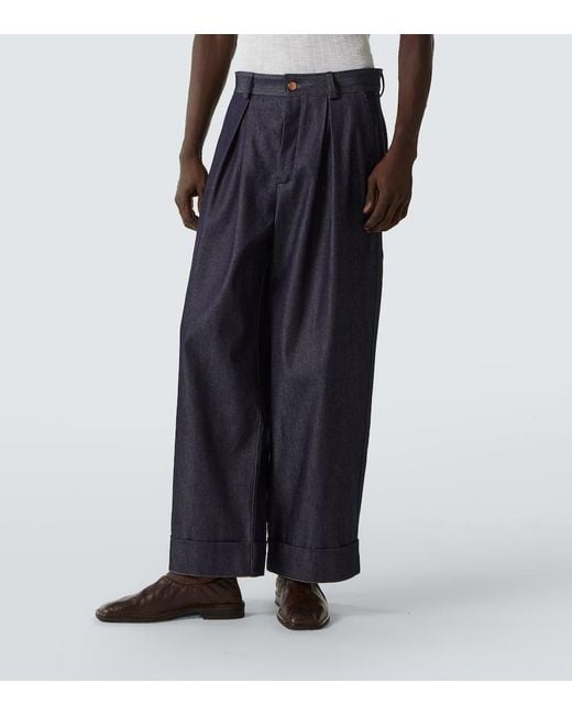 Jean Ample Roll Cuff A Taille Haute King & Tuckfield pour homme en coloris Blue