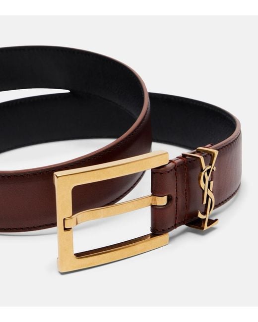 Saint Laurent Brown Cassandre Leather Belt