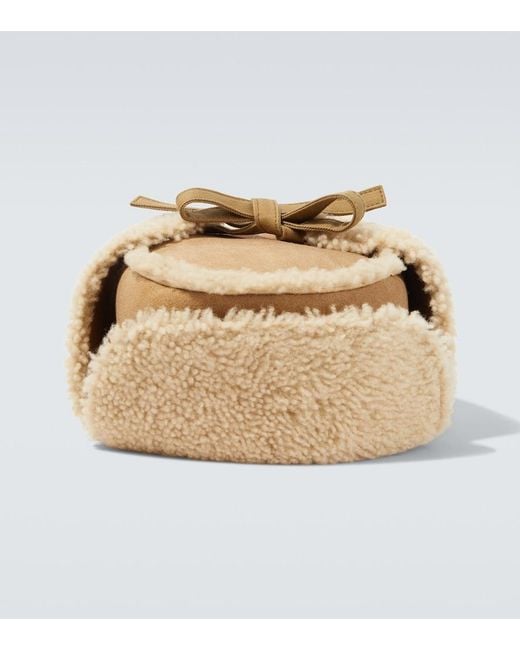 Visvim Natural Open Car Shearling And Cotton Hat for men