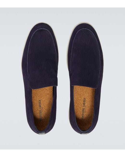 Frescobol Carioca Blue Miguel Suede Loafers for men