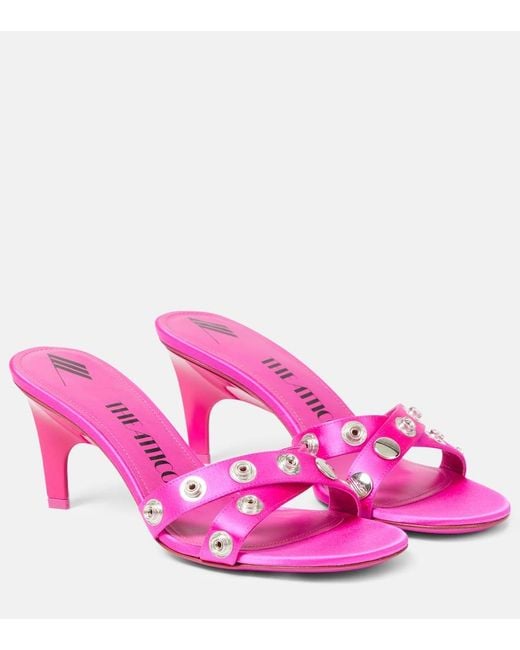 The Attico Pink Cosmo 60 Studded Satin Sandals