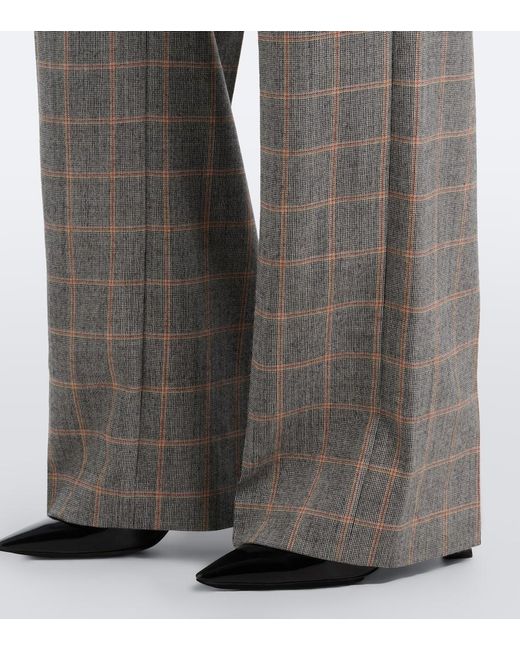 Stella McCartney Gray Checked Wool Wide-Leg Pants