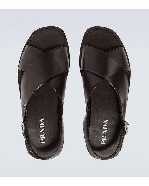 Prada Black Leather Sandals for men
