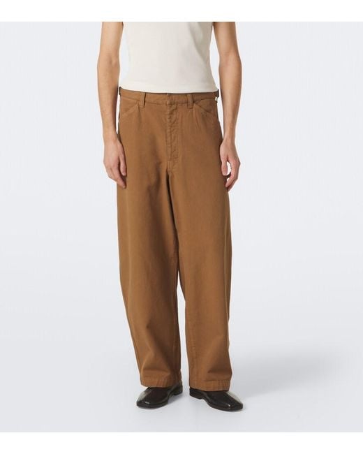 Lemaire Brown Cotton Twill Barrel-Leg Pants for men