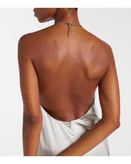 Ralph Lauren White Corra Halterneck Satin Gown