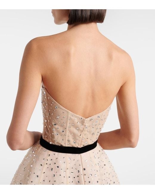 Monique Lhuillier Natural Belted Embellished Cocktail Dress