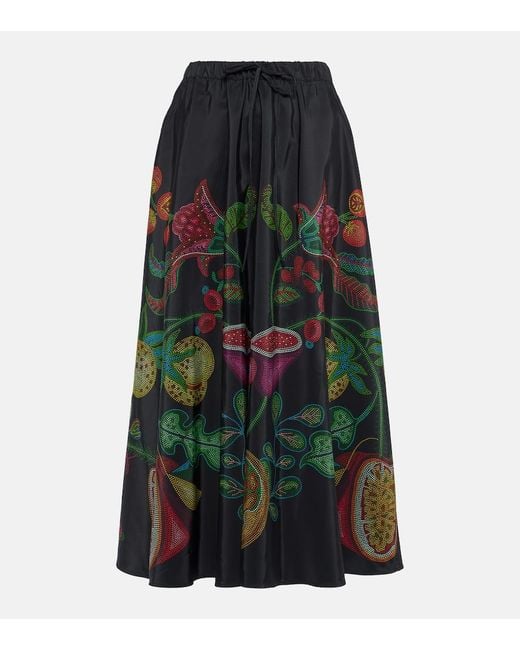LaDoubleJ Multicolor Floral Faille Midi Skirt