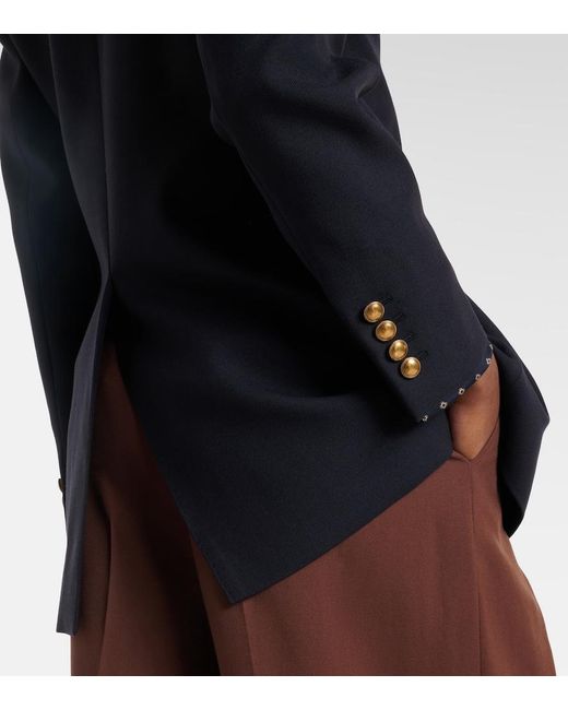 Saint Laurent Blue Double-Breasted Wool Gabardine Blazer