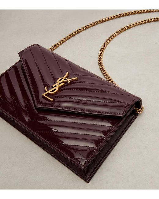 Saint Laurent White Cassandre Envelope Leather Wallet On Chain