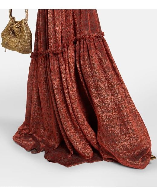 Costarellos Brown Sabrina Ruched Devoré-velvet Gown