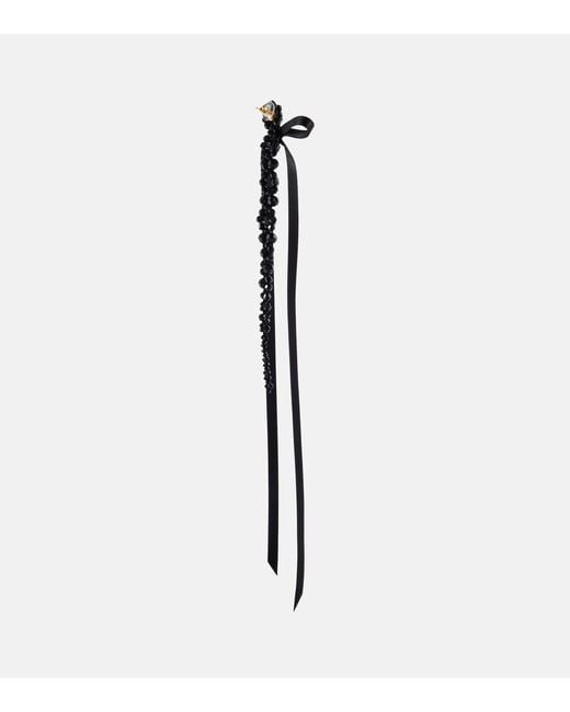 Simone Rocha Black Bow-Embellished Crystal Drop Earrings