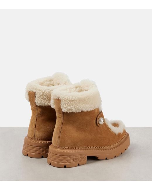 Jimmy Choo Brown Shea Shearling-Lined Suede Ankle Boots