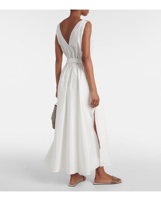 Brunello Cucinelli White Pleated Maxi Dress