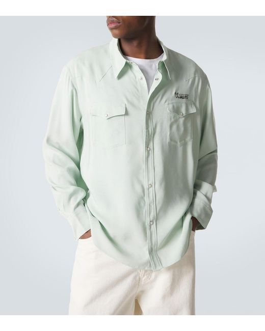 Visvim Green Four Corners Printed Canvas Shirt for men