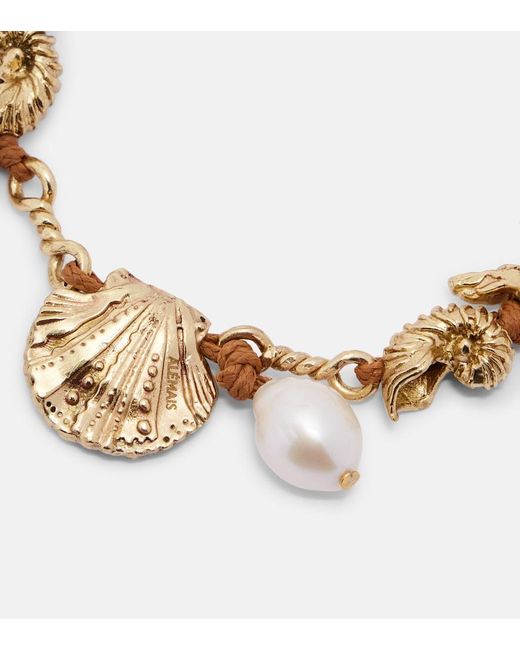 ALÉMAIS Metallic Faux Pearl Embellished Charm Bracelet