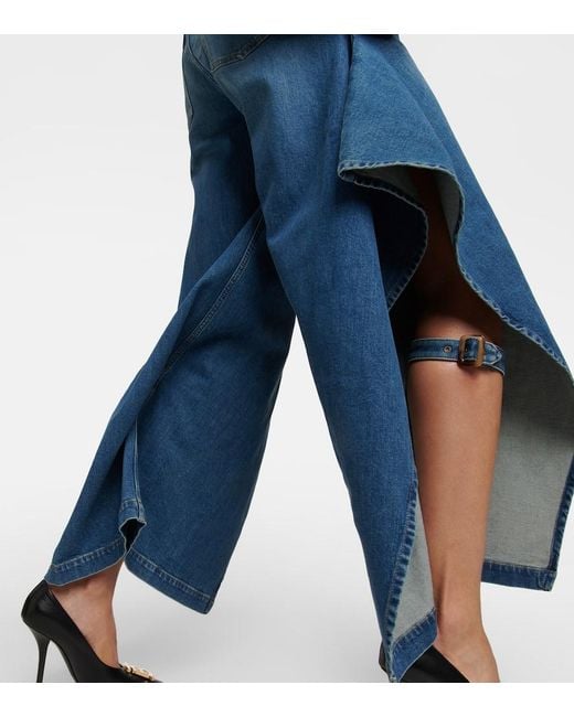 Burberry Blue High-rise Wide-leg Jeans