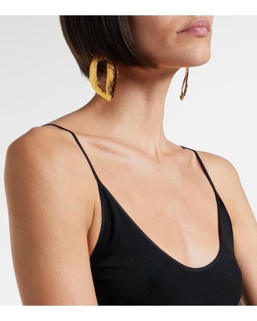 Saint Laurent Black Cassandre Jersey Midi Dress