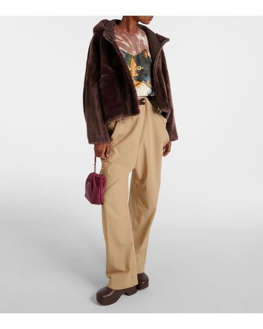 Chaqueta Cropped De Borrego Blancha de color Brown
