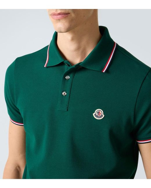 Polo De Pique De Algodon Con Logo Moncler de hombre de color Green
