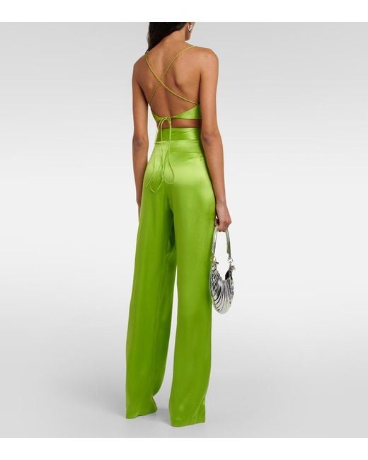 The Sei Green Silk Satin Bra Top