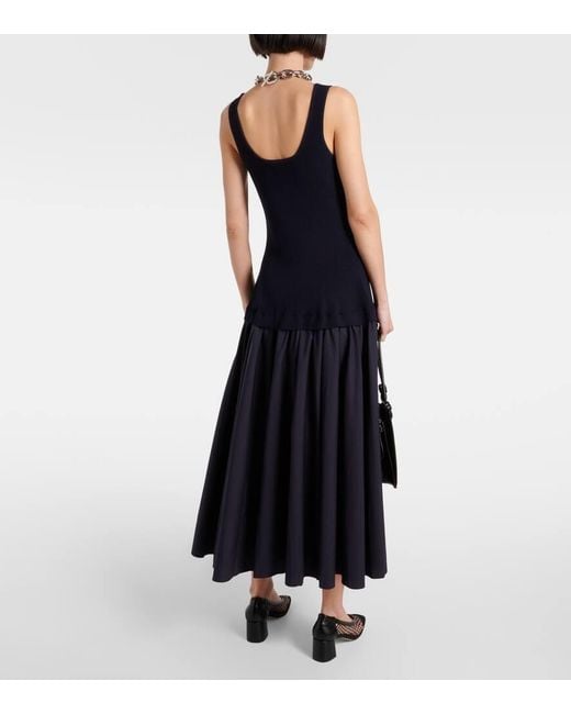 Jonathan Simkhai Blue Silas Stretch-Knit And Cotton Midi Dress