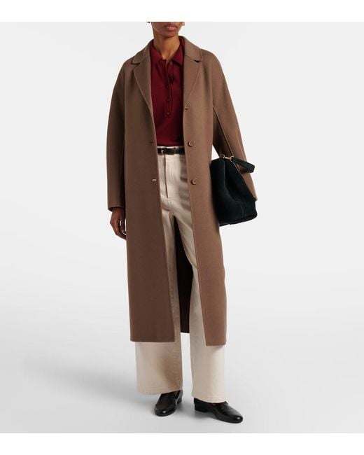 Max Mara Brown Dama Virgin Wool Wrap Coat