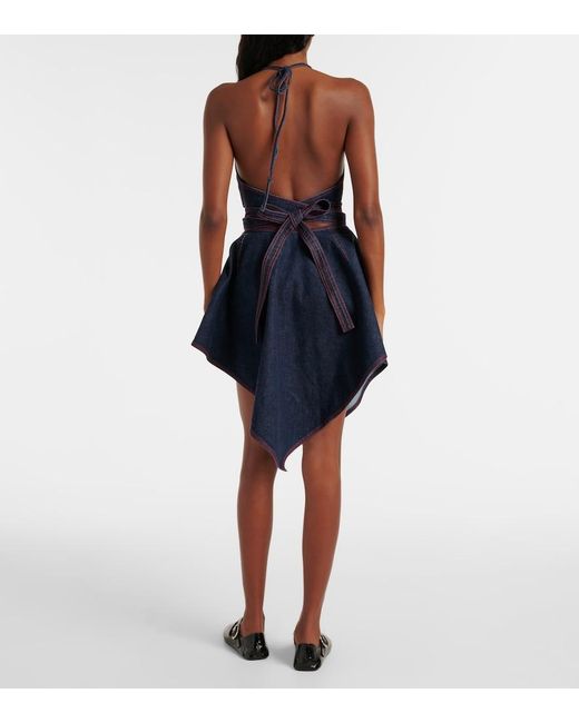 Alaïa Blue Halterneck Denim Crop Top