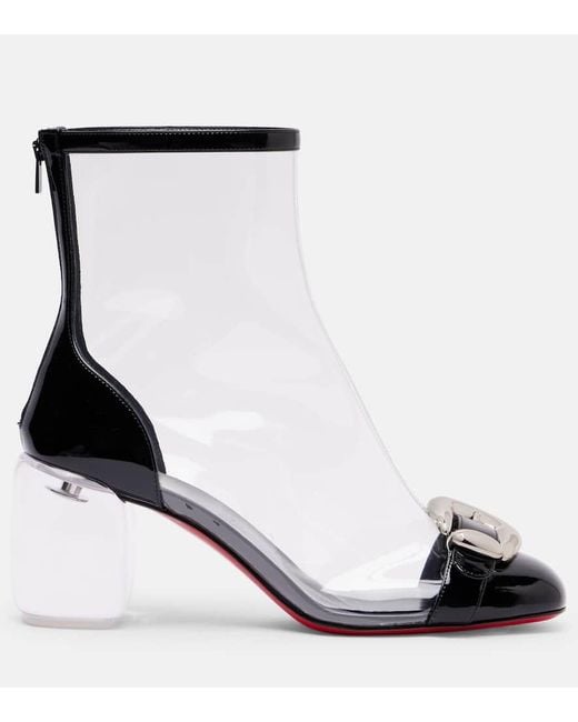 Christian Louboutin Black Minny Bubble Patent Leather-Trimmed Pvc Ankle Boots