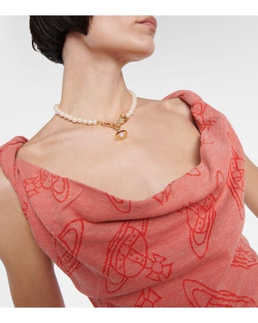 Top Orb in cotone con stampa di Vivienne Westwood in Red
