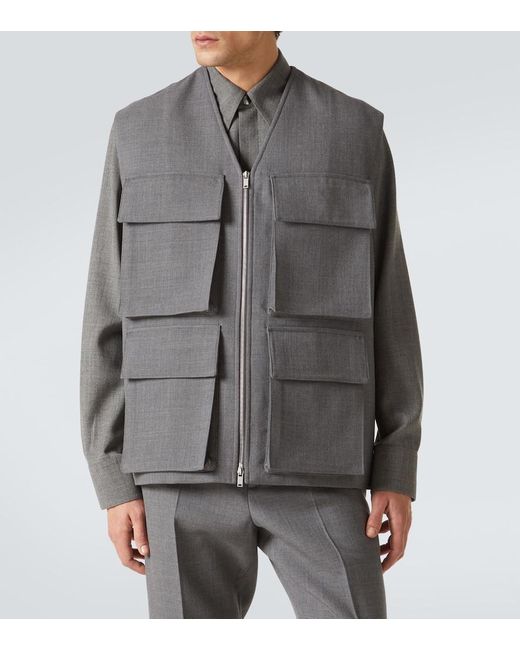 Jil Sander Gray Virgin Wool Vest for men
