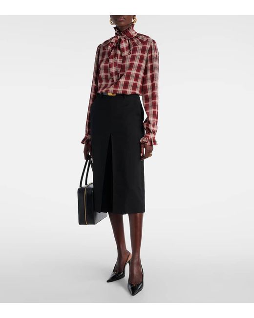 Saint Laurent Black Mid-Rise Culottes Aus Wolle