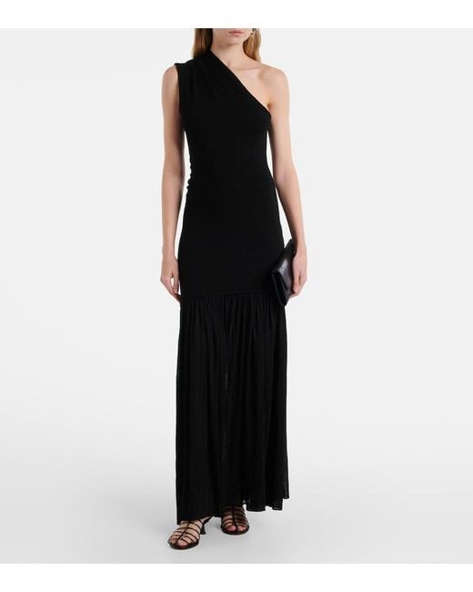 Proenza Schouler Black Cora One-Shoulder Crepe Chiffon Maxi Dress