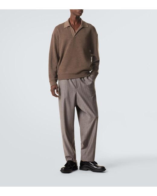 Giorgio Armani Brown Virgin Wool Polo Sweater for men