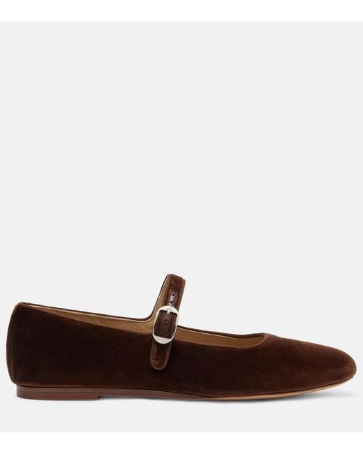 Le Monde Beryl Brown Velvet Mary Jane Flats