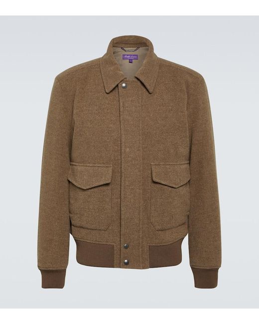 Bomber de mezcla de lana Ralph Lauren Purple Label de hombre de color Brown