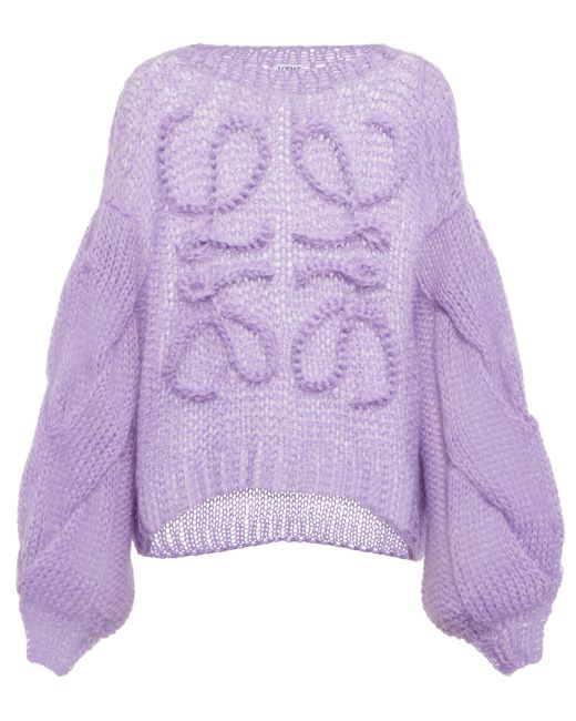 Loewe Purple Anagram Mohair-blend Sweater