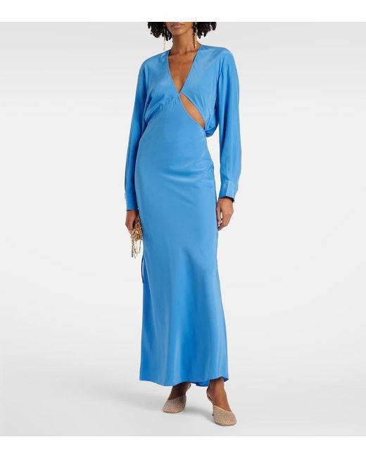 Christopher Esber Blue Cutout Silk Maxi Dress