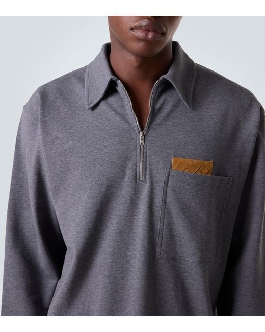 Polo En Coton Intrecciato Bottega Veneta pour homme en coloris Blue