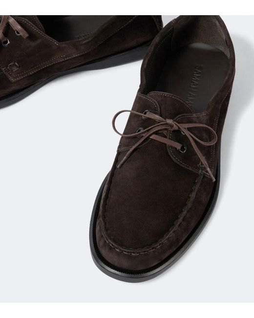 Saman Amel Black City Moc Suede Boat Shoes for men