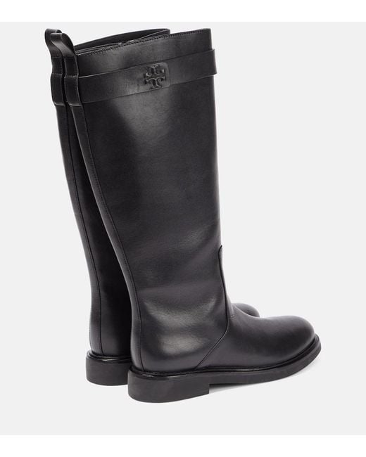 Tory Burch Black Double T Leather Knee-high Boots
